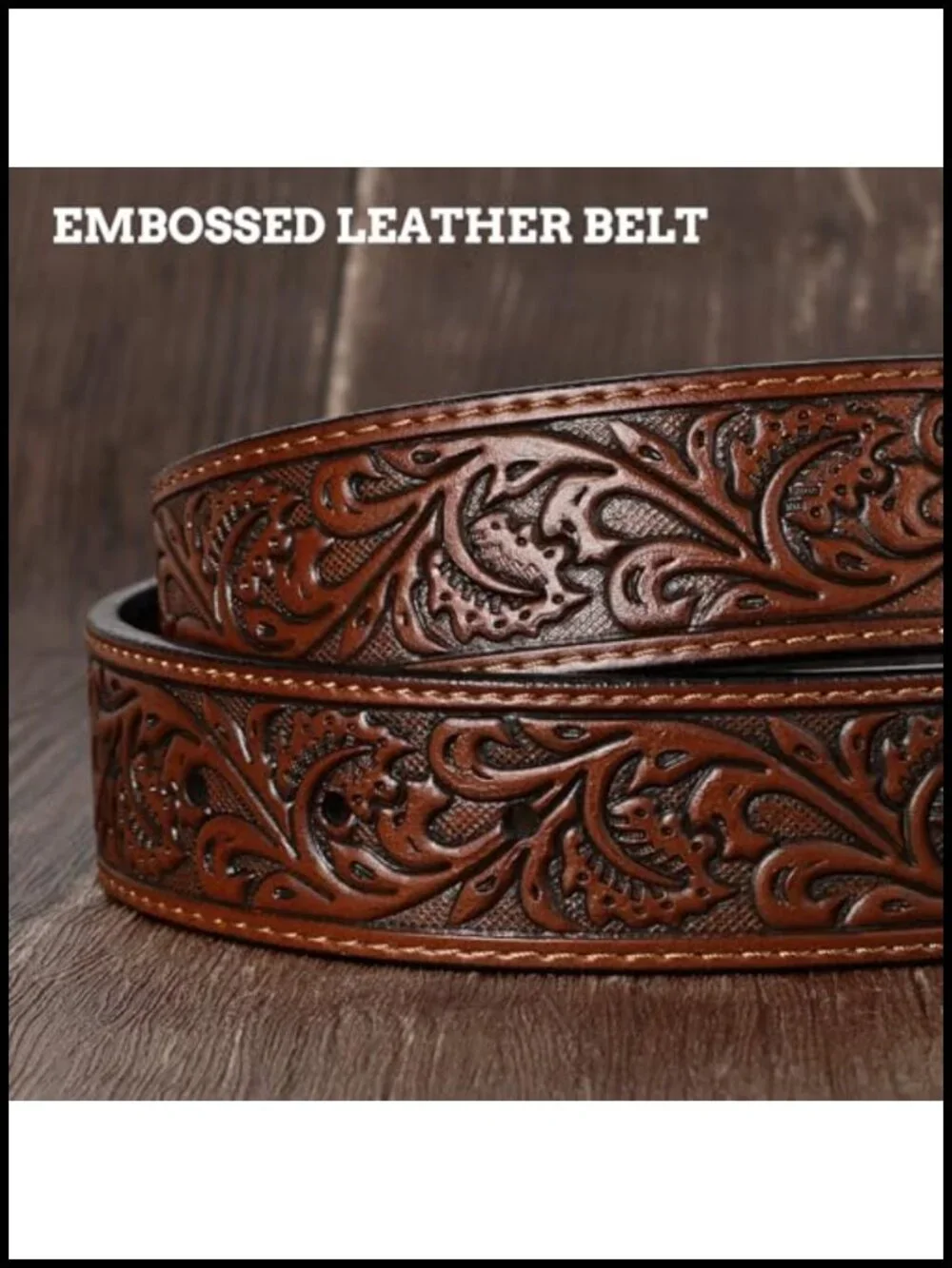 Genuine Leather Western Cowboy Belt with Removable Bull Head Buckle